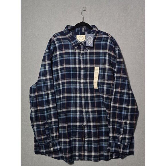 St John’s Bay Super Soft Flannel Long Sleeve Blue Plaid 4XLT NWT - Picture 1 of 9